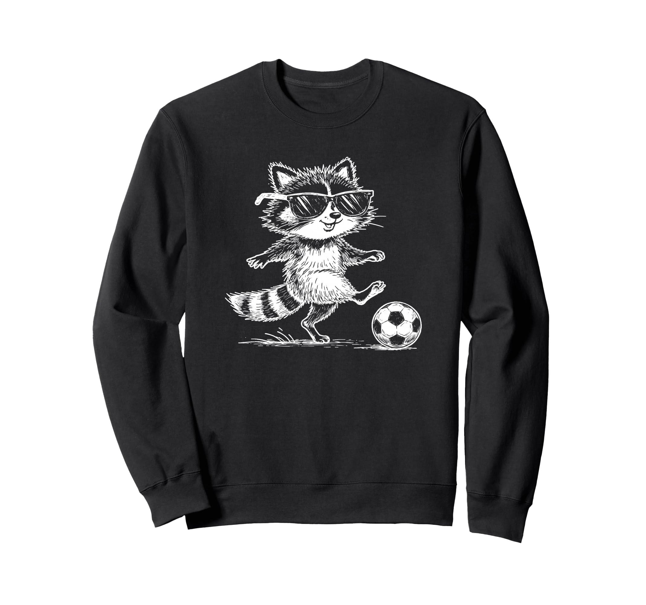 Funny Soccer Raccoon Sunglasses Sweatshirt - Aesthetic Graphic Unisex
