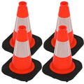 OrangeStar 12" Traffic Cones 4-Pack, Orange Safety Cones with Reflective Collar & Heavy Duty Base for Driving Practice, Parking Lots, Roadwork, Construction | Indoor & Outdoor Use