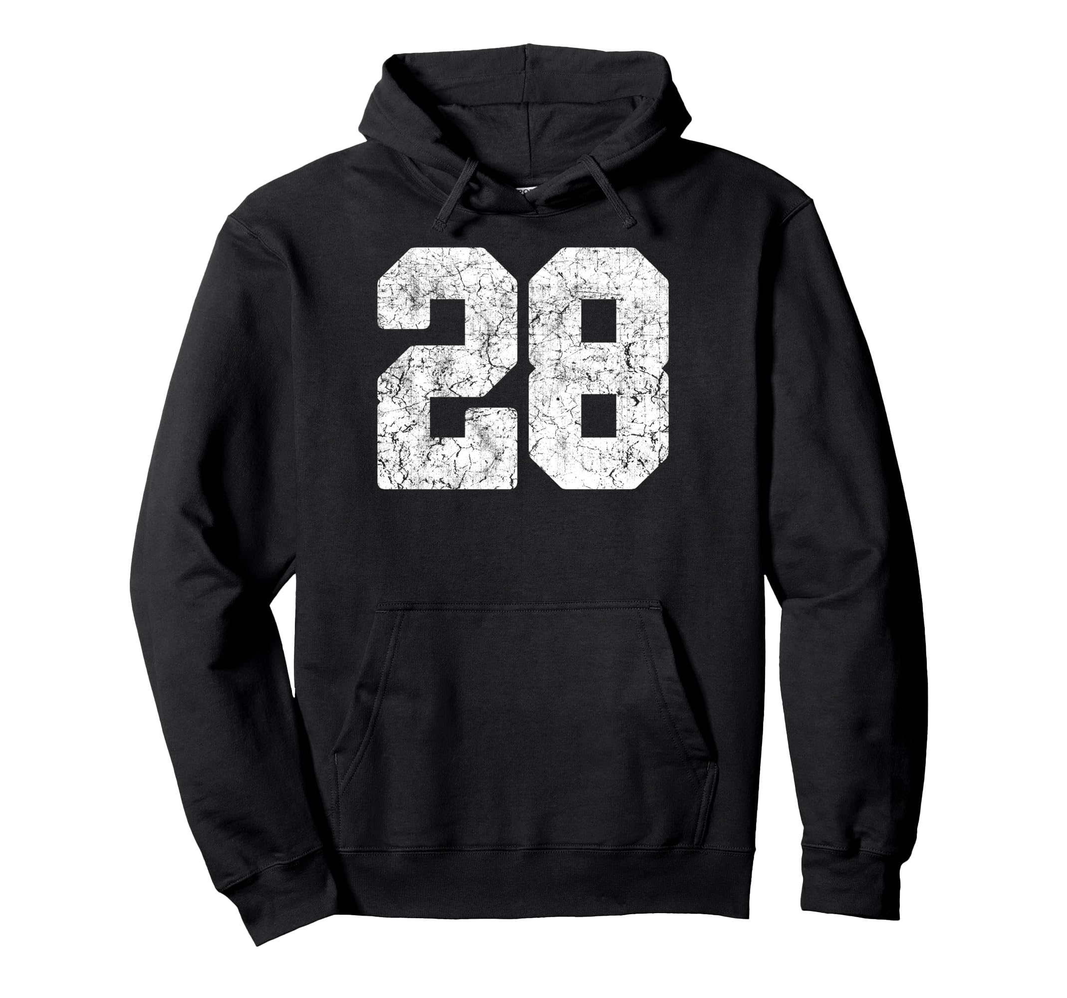 Distressed White Number 28 Jersey Player Hoodie - Novelty Apparel Unisex
