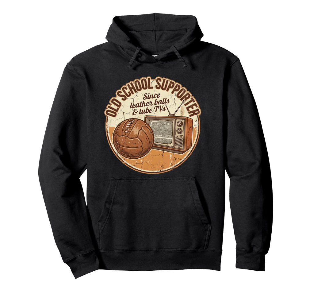 Old School Soccer Supporter Leather Hoodie - Aesthetic Graphic for Adults