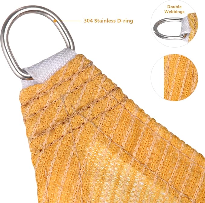 Eden's Decor Straight Flat-Edged Sun Shade Sail Rectangular 18' x 21' Wheat UV-Blocking Outdoor Canopy Fabric Cloth Awning for Pergola Patio Garden Backyard Custom Size