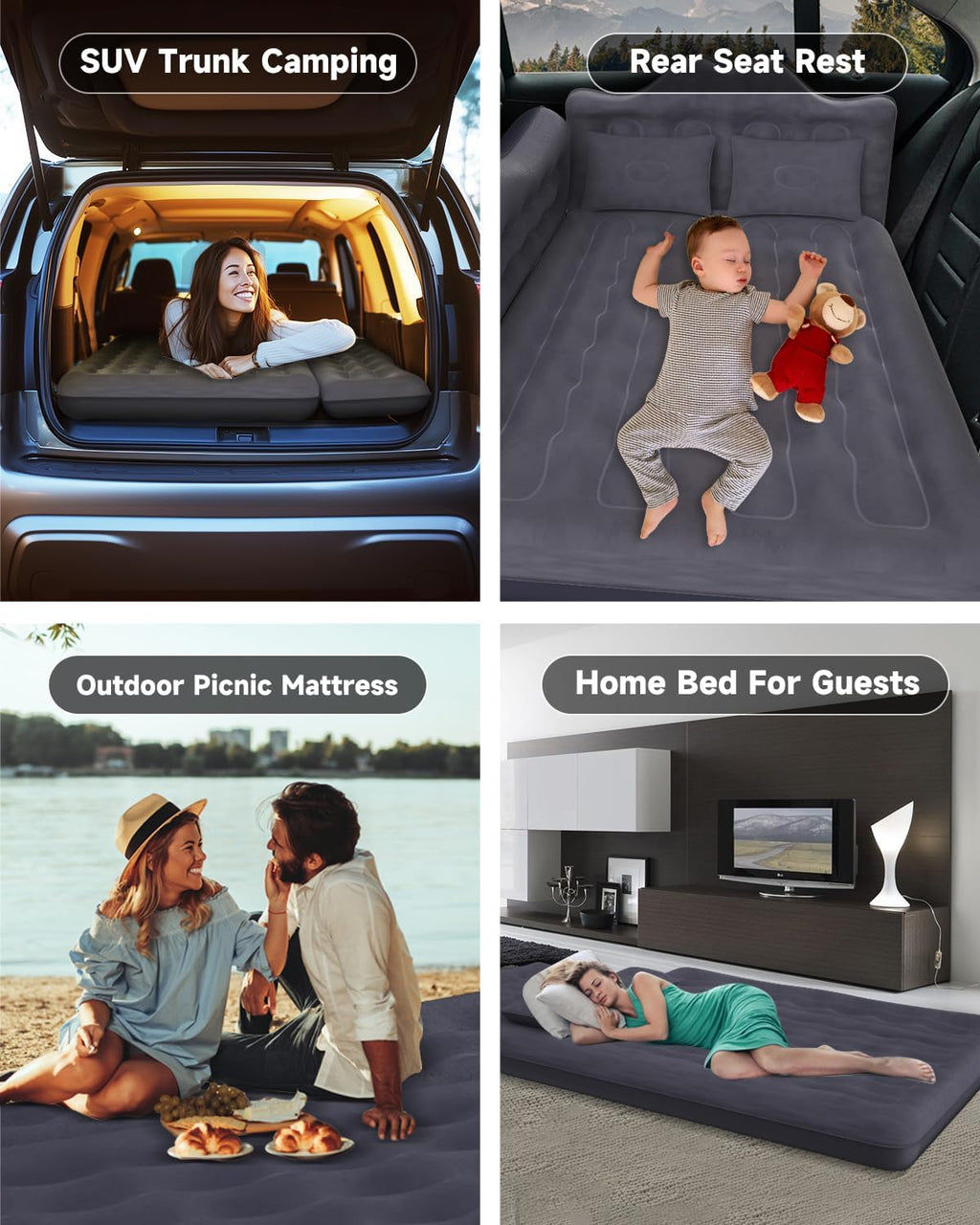 Umbrauto 23.62in/60cm Wide Inflatable Truck Mattress Car & SUV Back Seat Camping Bed with Pump