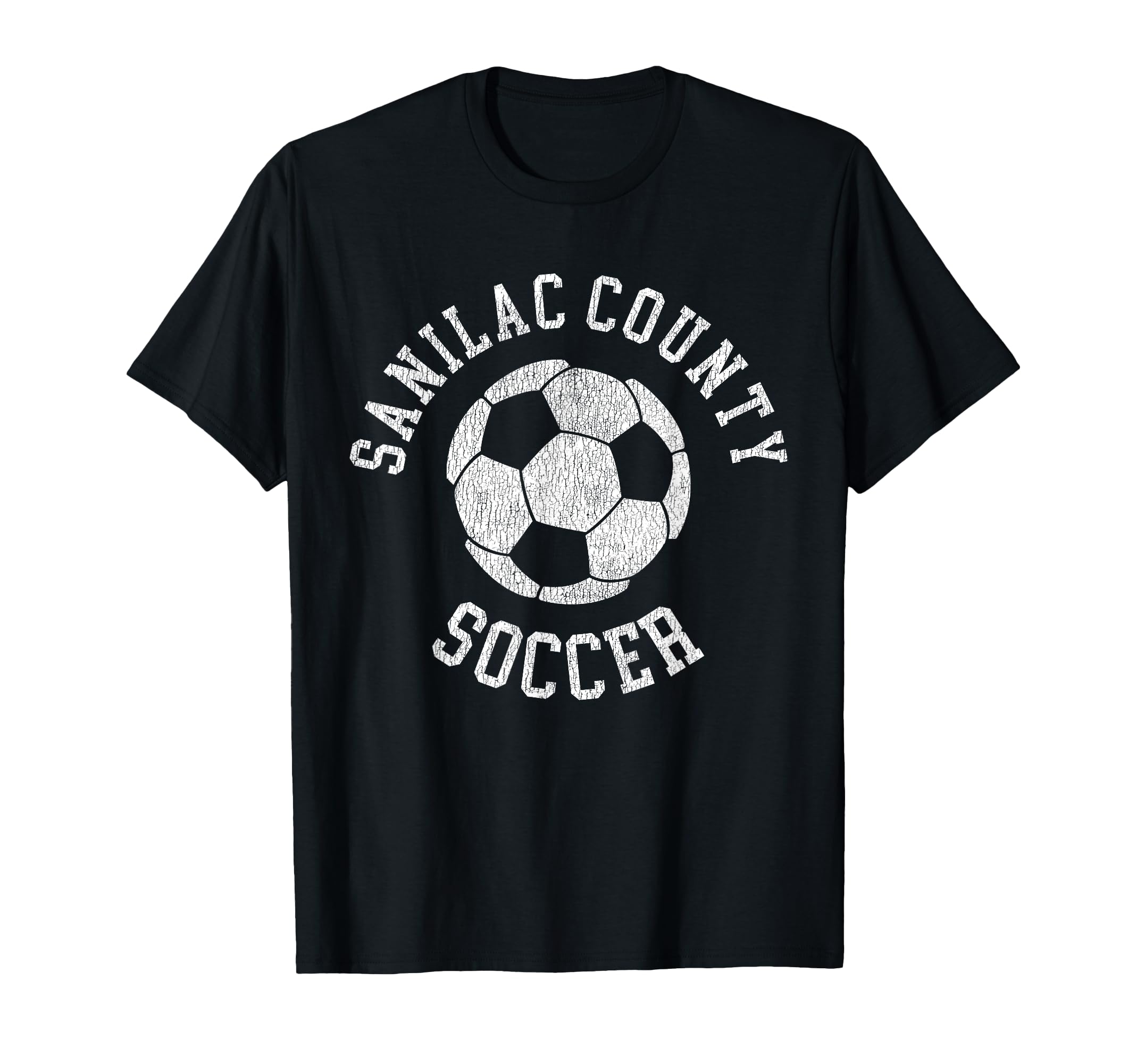 Sanilac County Soccer Distressed 90S T-Shirt - Minimalist Print for Adults