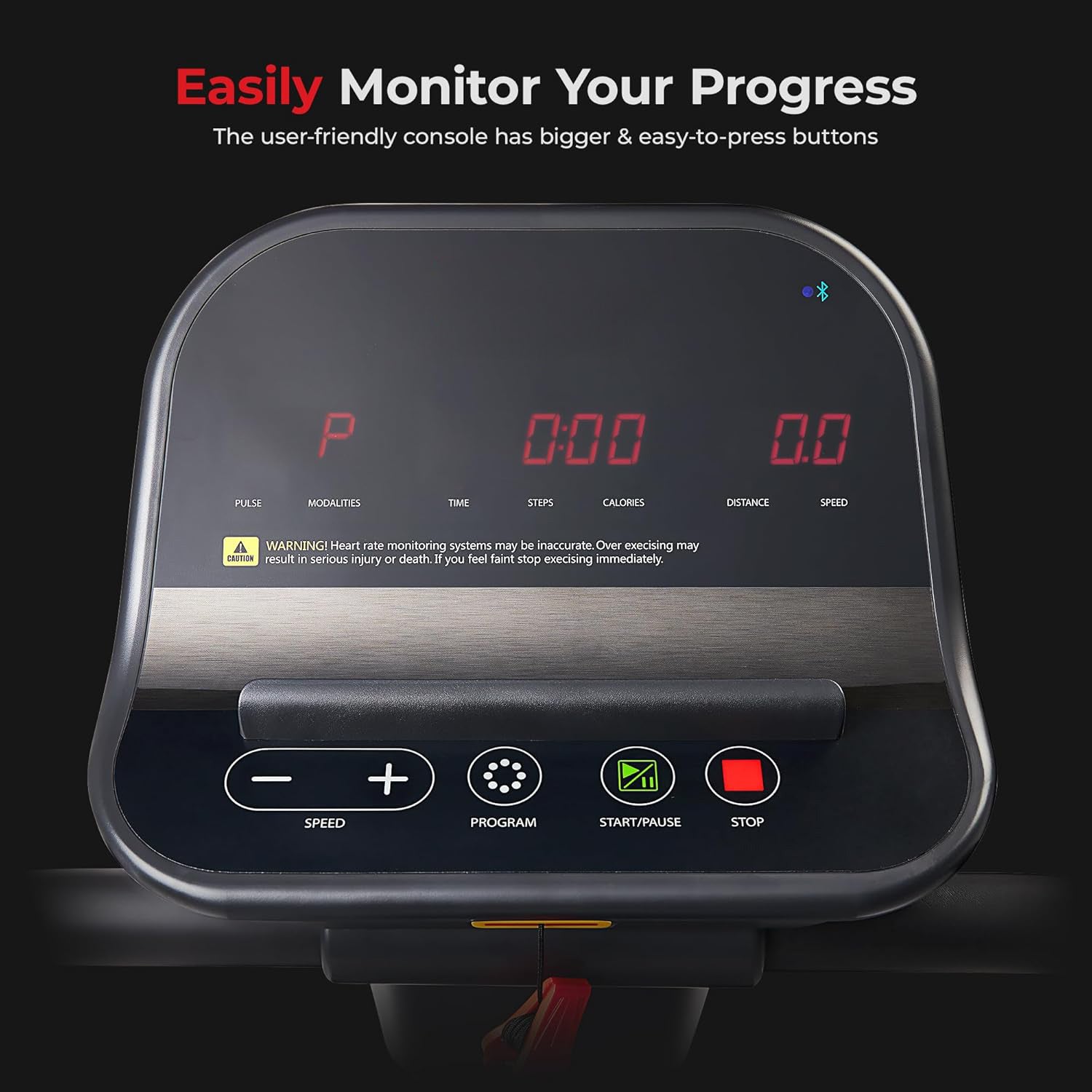 Endurance Cardio Running Walking Treadmill with Extended Safety Handrails, Wide Deck, Shock Absorption, Digital Monitor, Optional Free App Bluetooth Connection