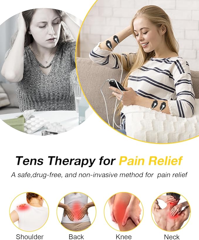 TENS Unit Muscle Stimulator for Pain Relief Therapy – 24 Modes TENS Machine & EMS Massager, Period Simulator Machine for Men & Women, Portable Muscle Stimulator for Back, Shoulder, and Neck Pain