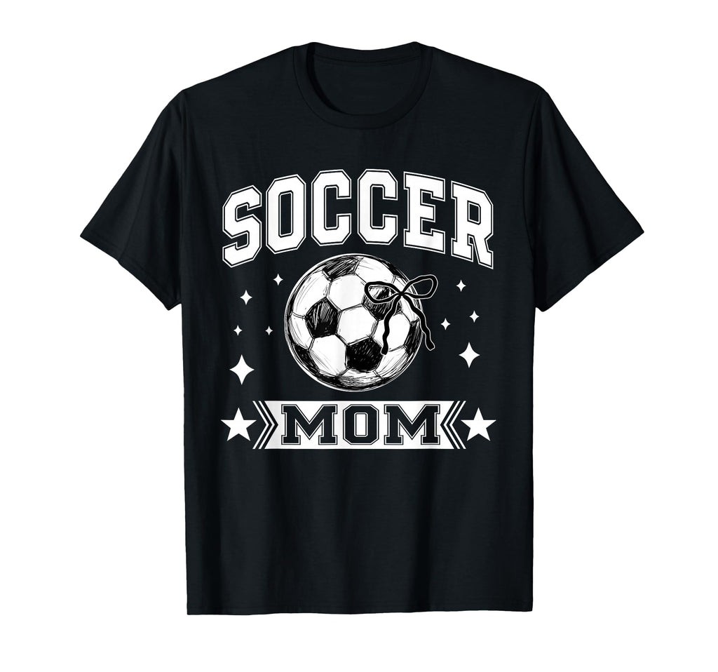 Coquette Bow Soccer Mom Soccer Team T-Shirt - Novelty Apparel for Adults
