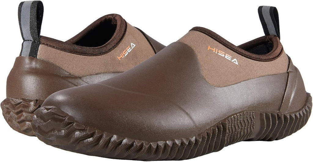 HISEA Unisex Waterproof Garden Shoes, Men's Rubber Rain Boots Women's Ankle Rain Shoes Neoprene Camp Booties Outdoor Slip-On Footwear for Gardening, Farming, Camping, Car Wash, Lawn Care and Yard Work