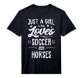 Just Who Loves Soccer And Horses Gift T-Shirt - Minimalist Print Men Women