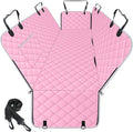 Waterproof Dog Car Seat Cover for Back Seat - Durable, Scratch Proof Pet Hammock with Nonslip Design & Storage Pockets, Fits Cars, SUVs, Trucks - S, Pink/Grey