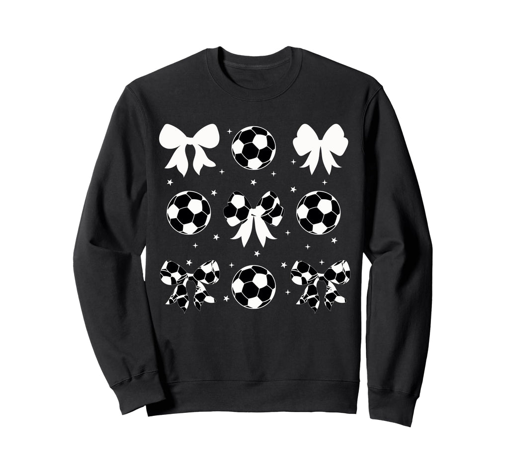 Coquette Soccer Bow Cheer Soccer Mama Sweatshirt - Unique Graphic Men Women