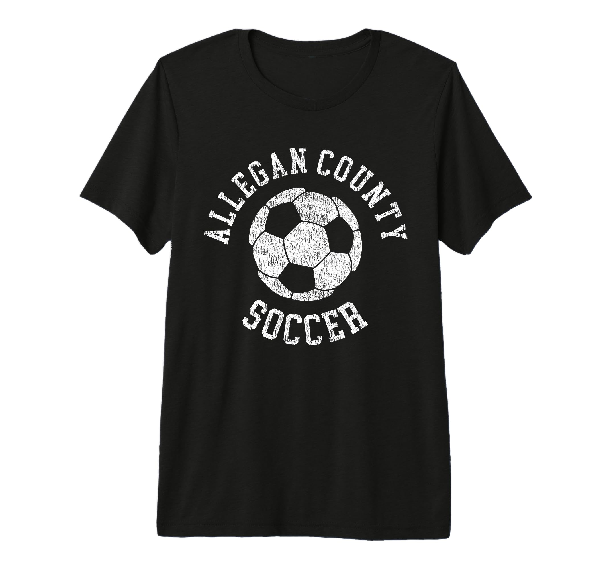 Allegan County Soccer Distressed 90S Tri T-Shirt - Novelty Apparel Unisex