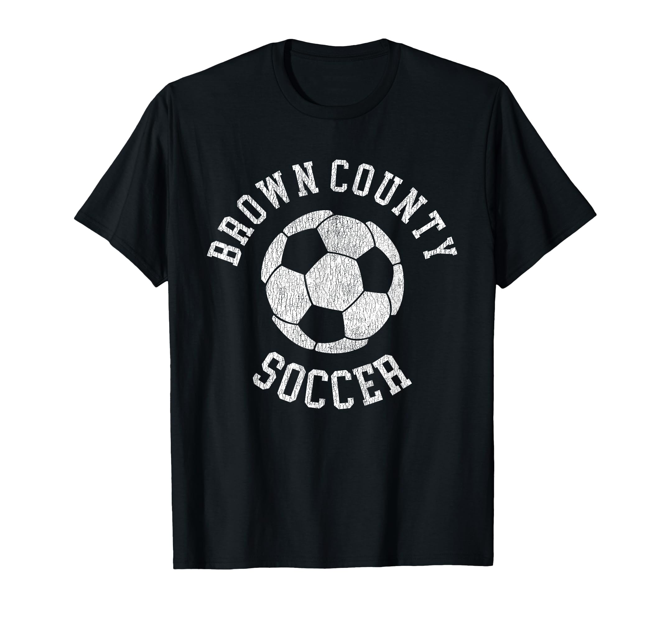 Brown County Soccer Distressed 90S T-Shirt - Minimalist Print Unisex