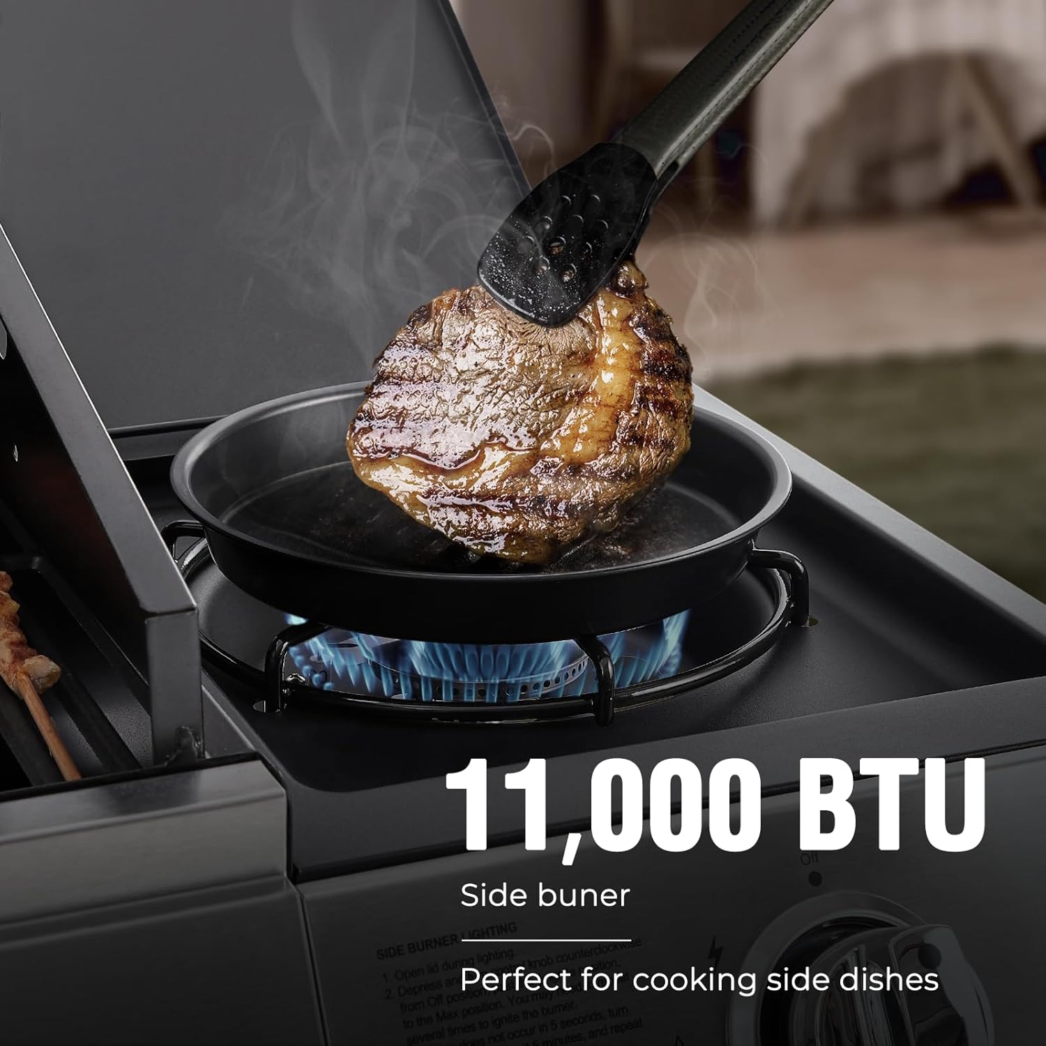 4 Burners Gas Grill with Side Burner, Propane Grill with Wheels and Storage, Outdoor Gas BBQ with Oil Tray and Thermometer for Patio and Party, 49200 BTU