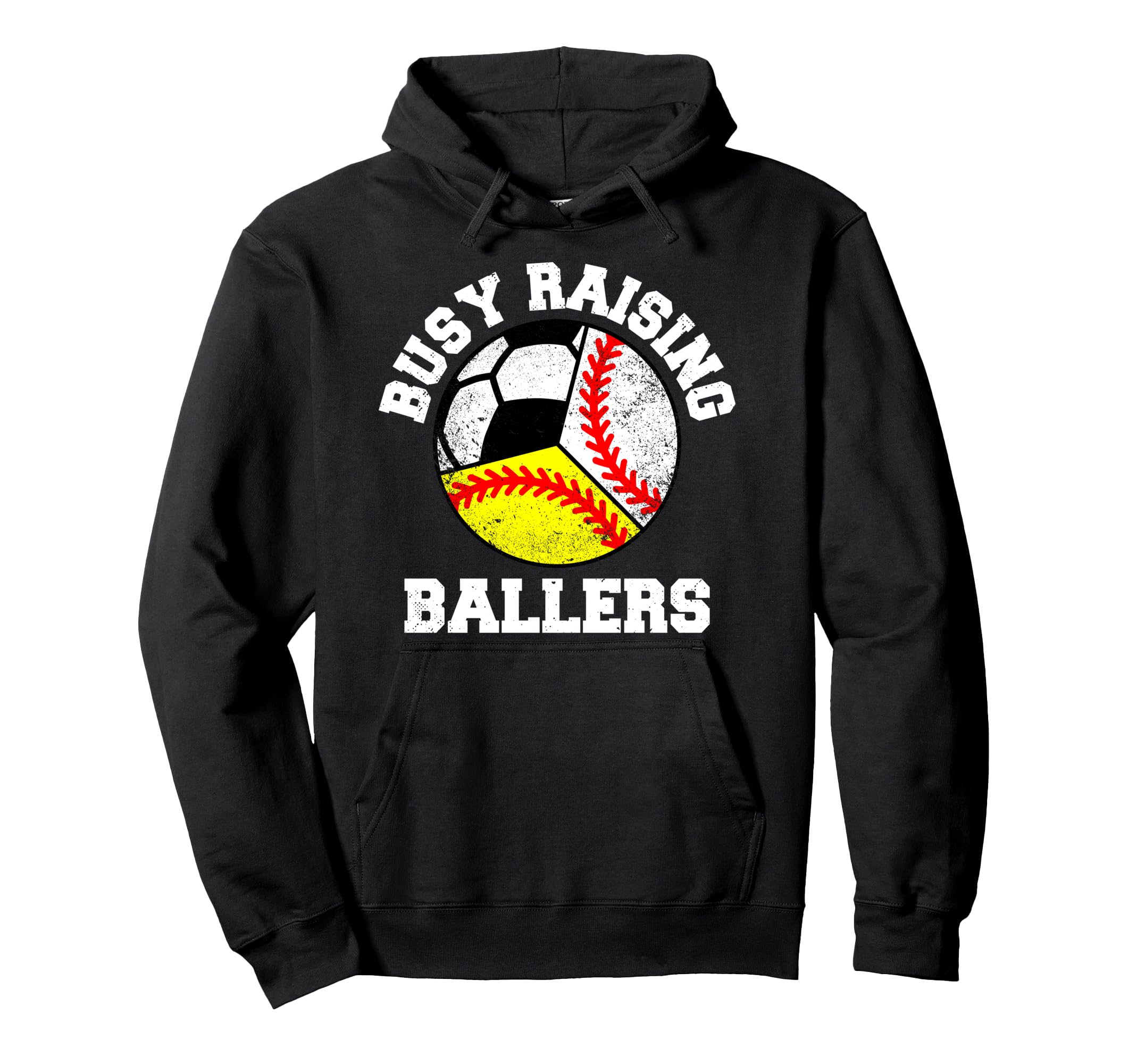 Busy Raising Ballers Funny Baseball Hoodie - Trendy Graphic for Adults