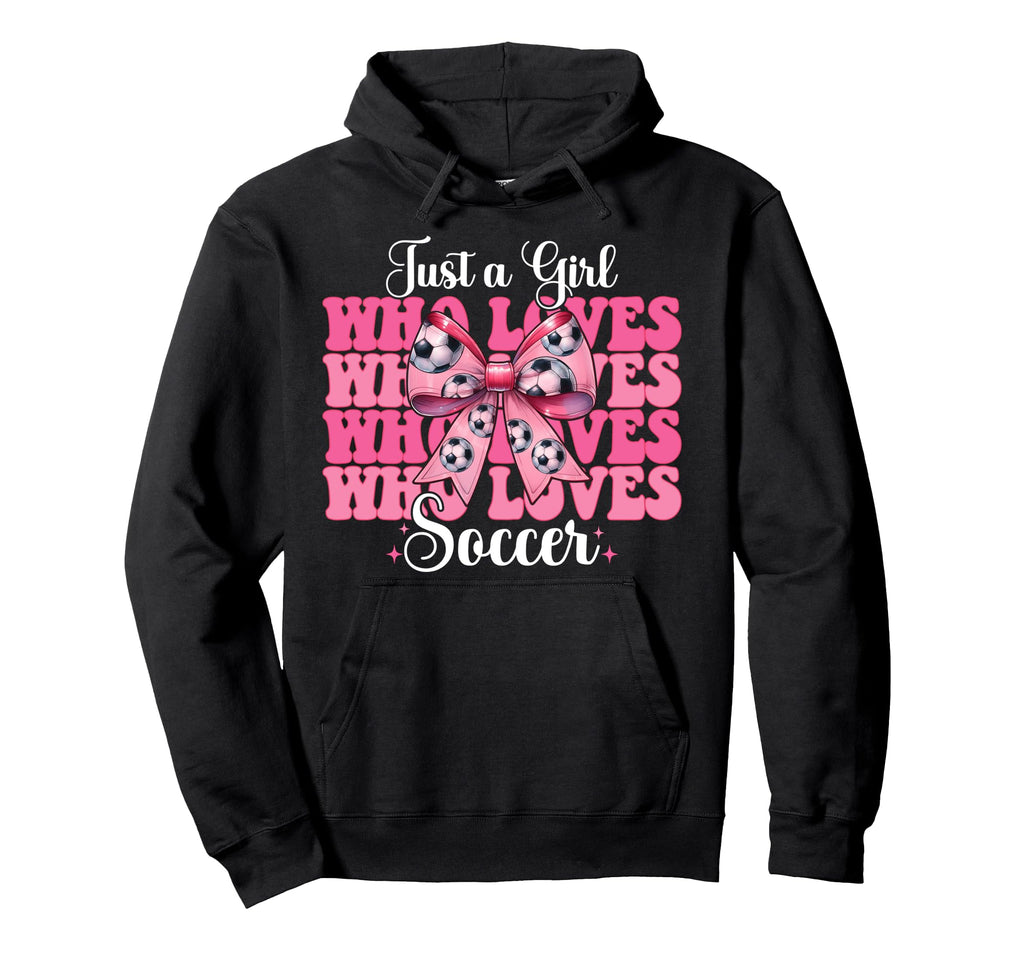 Just Who Loves Soccer Coquette Bow Hoodie - Casual Everyday Wear Unisex