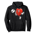 Heart Playing Soccer Valentines Day Hoodie - Unique Graphic for Adults