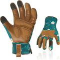 Vgo... 1Pair Gardening Gloves for Women, Goatskin leather Thorn Proof Working Gloves for Weeding, Digging, Raking, Pruning and Planting,Touchscreen(L,Dark Green,GA7471)