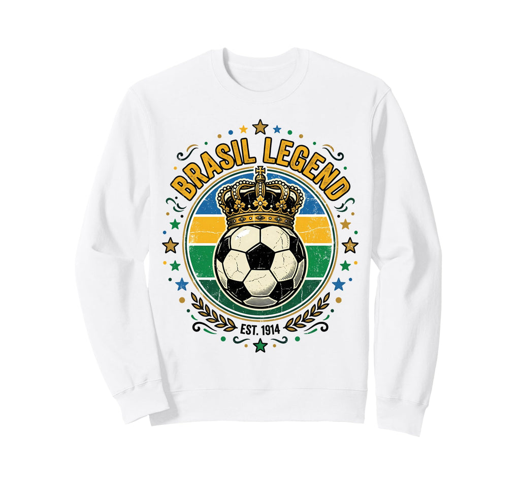 Brasil Legend Crowned Soccer Ball Sweatshirt - Custom Art Print Men Women