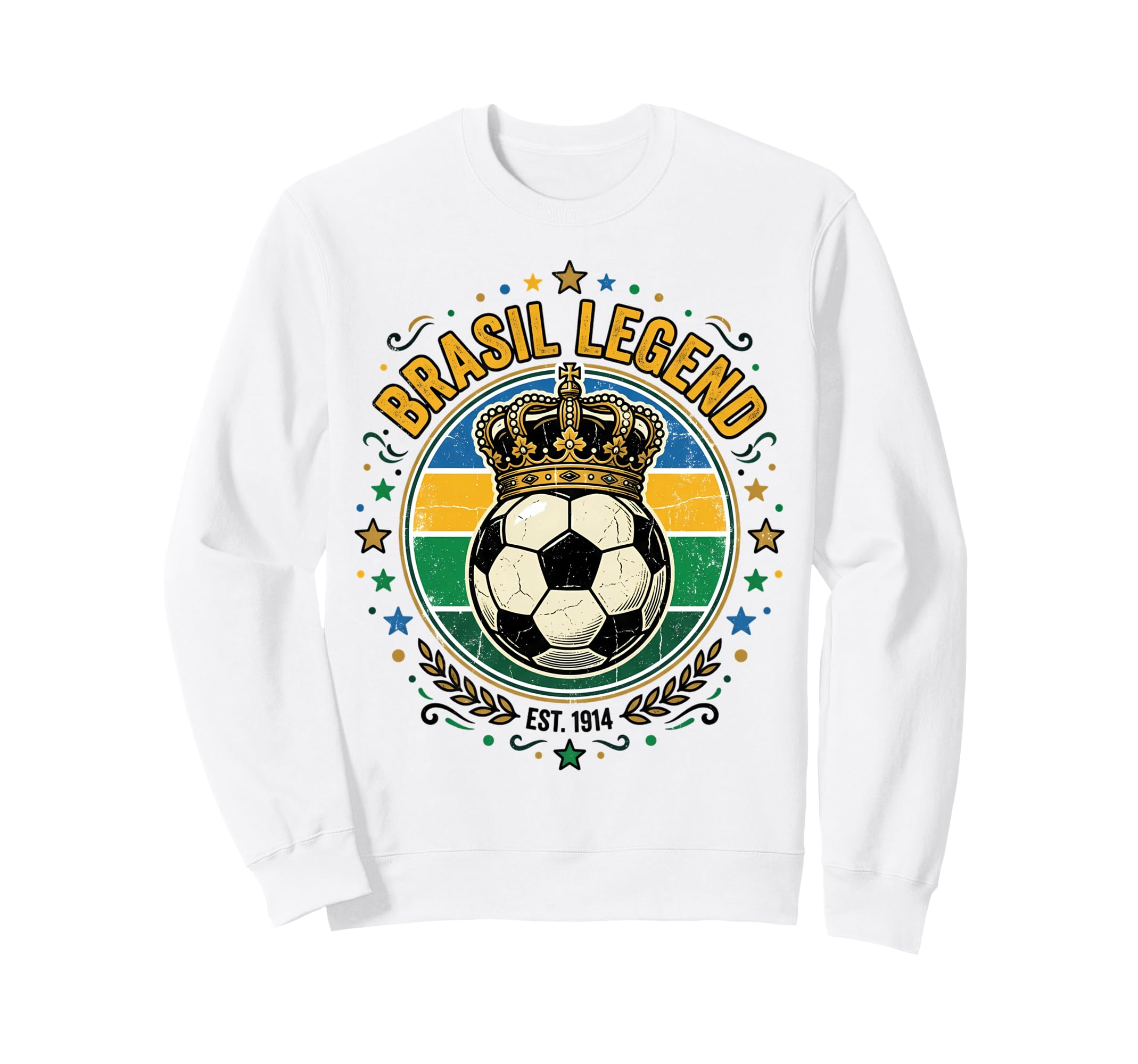 Brasil Legend Crowned Soccer Ball Sweatshirt - Custom Art Print Men Women