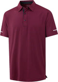 Golf Shirts for Men - Moisture Wicking Short Sleeve Performance Sport Casual Striped Collared Mens Polo Shirt