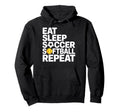Soccer Softball Repeat Eat Sleep Hoodie - Custom Art Print for Adults