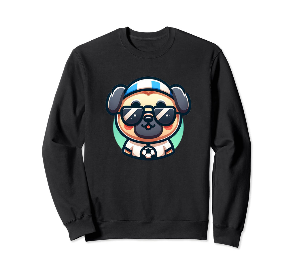 Pug Dog Soccer Player Ball Sweatshirt - Aesthetic Graphic Men Women