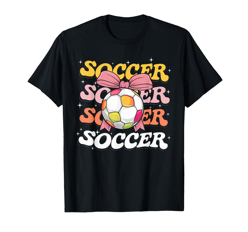 Groovy Soccer Coquette Bow Soccer T-Shirt - Custom Art Print Men Women