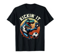 Kickin It T Rex Dinosaur Playing T-Shirt - Minimalist Print for Adults