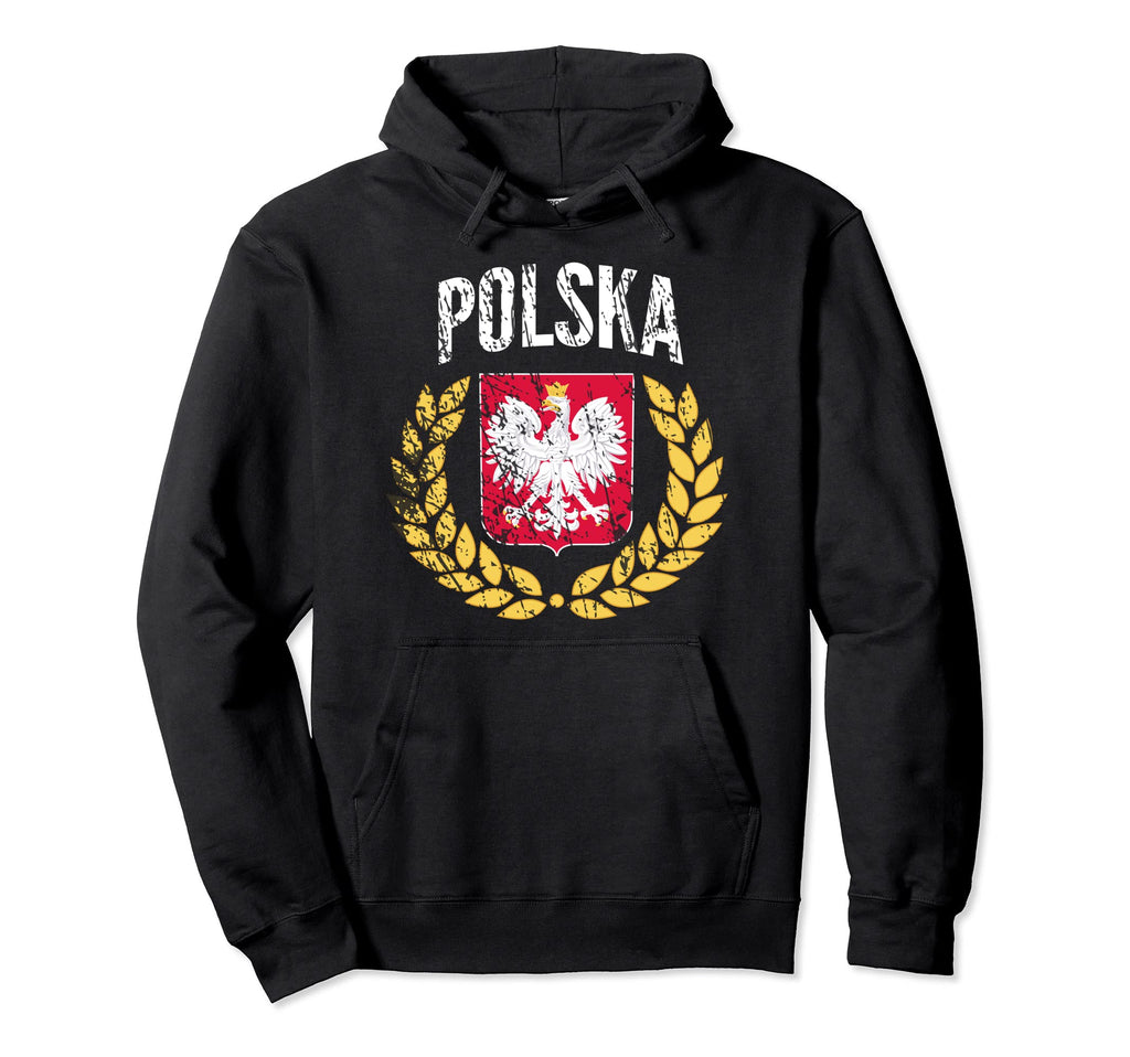 Poland Soccer Jersey Styled Distressed Hoodie - Unique Graphic for Adults