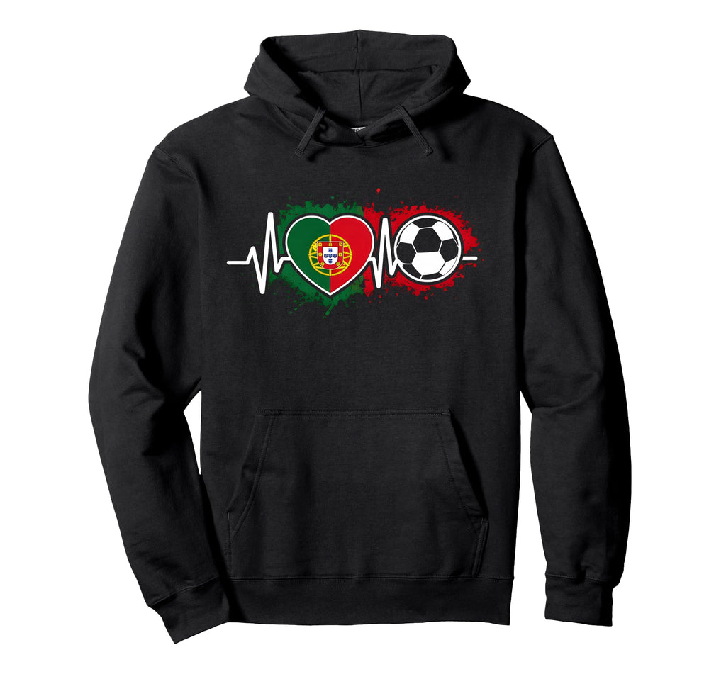 Soccer Heartbeat Portugal Flag Hoodie - Minimalist Print for Adults