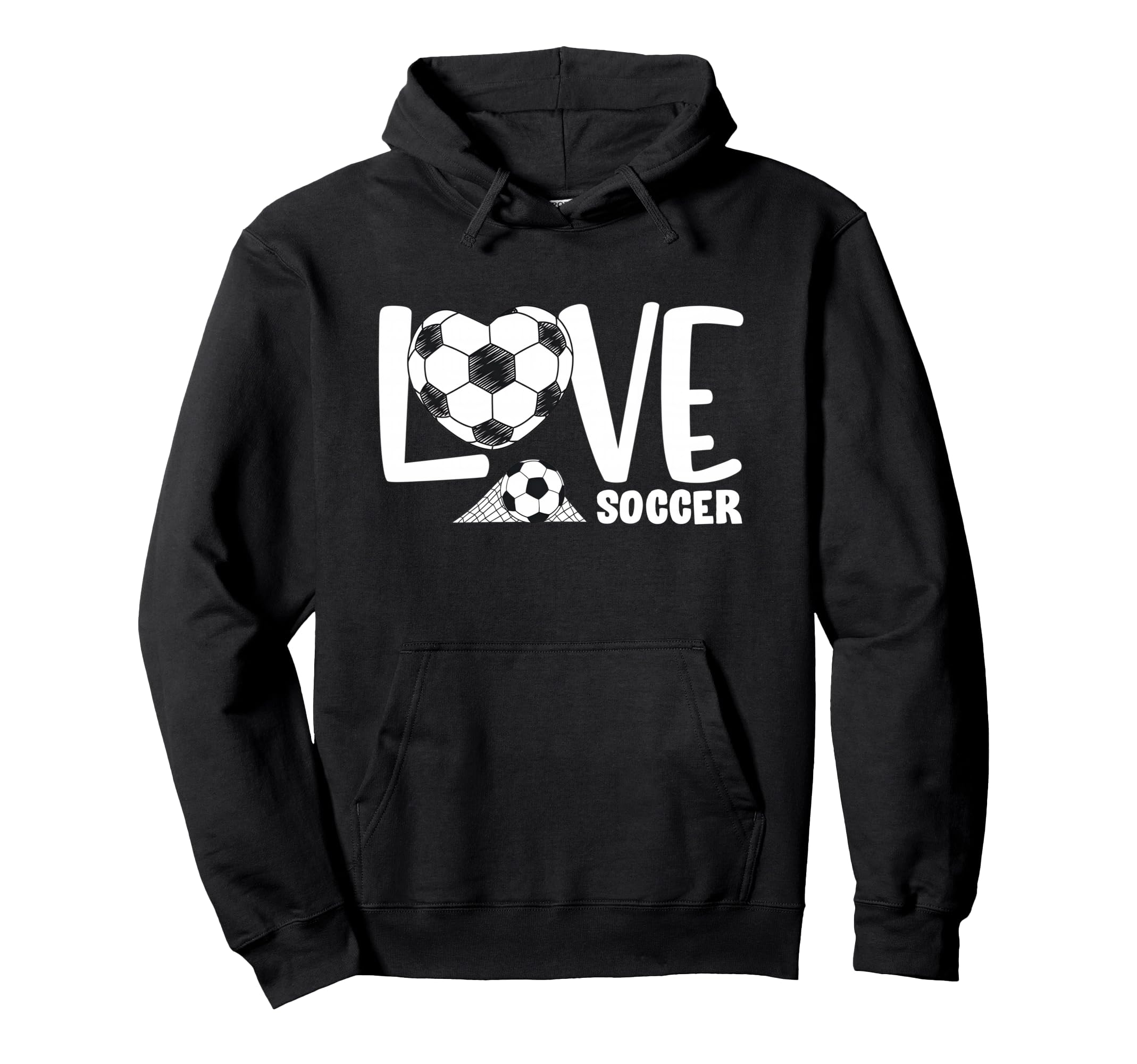 Love Soccer Player Ball And Goal Net Hoodie - Minimalist Print Men Women