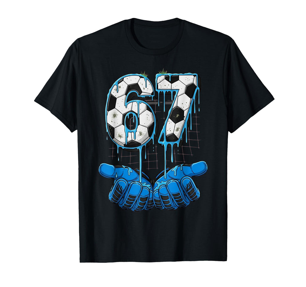 Soccer Number 67 Goalie Gloves Ball T-Shirt - Trendy Graphic for Adults