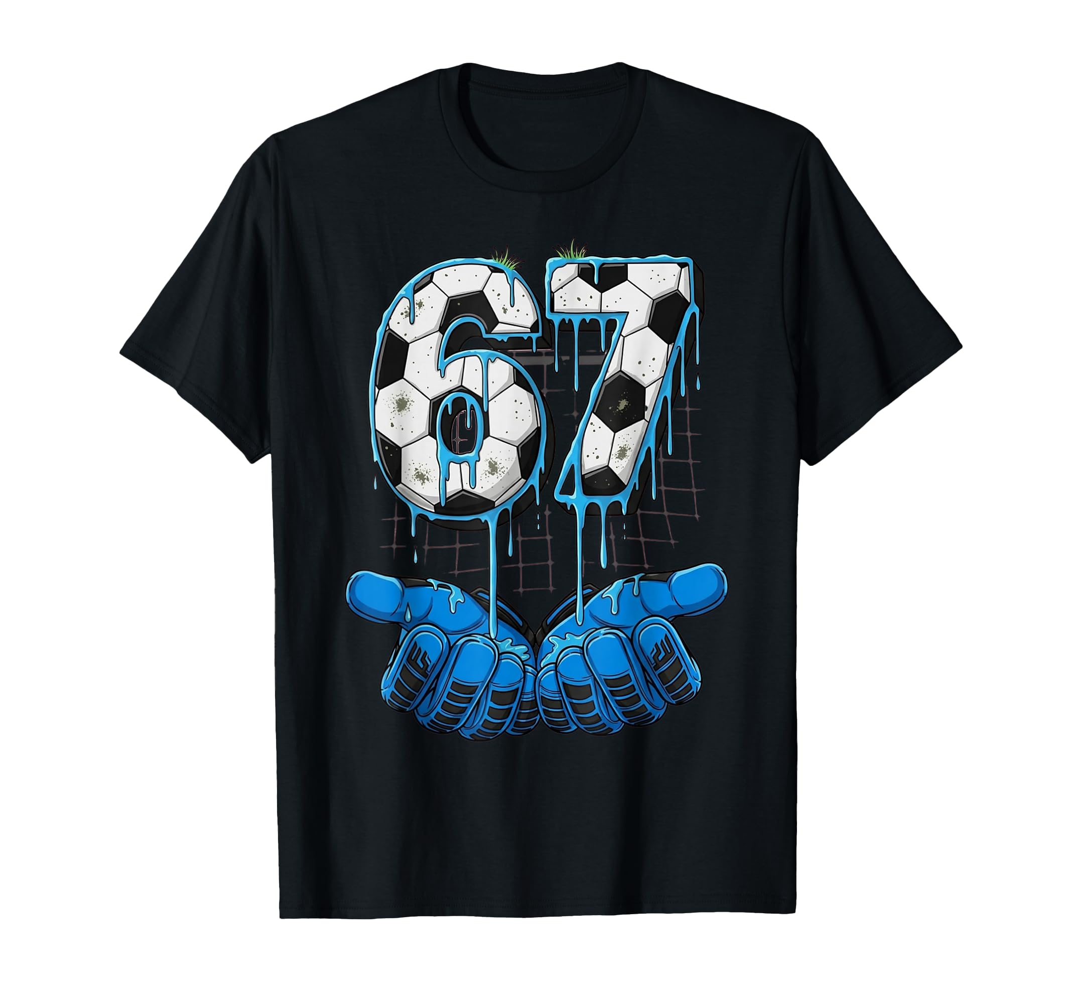 Soccer Number 67 Goalie Gloves Ball T-Shirt - Trendy Graphic for Adults