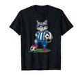 Funny Soccer Cat Cartoon Sports Fan T-Shirt - Aesthetic Graphic for Adults