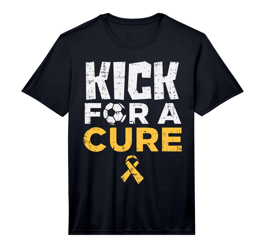Kick Cure Soccer Childhood Cancer T-Shirt - Unique Graphic Men Women