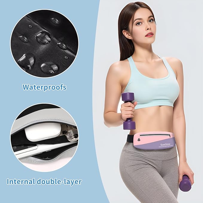 Slim Fanny Packs for Women Men,Waterproof Waist Pack with Reflective Strip Adjustable Strap,Running Belt for Sports Workout Cycling Hiking, Casual Hands-Free Wallets Phone Bag (Style 10)