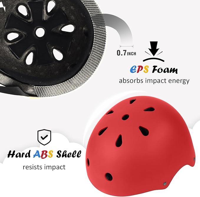 Kids Bike Helmet, Adjustable and Multi-Sport, from Toddler to Youth, 3 Sizes