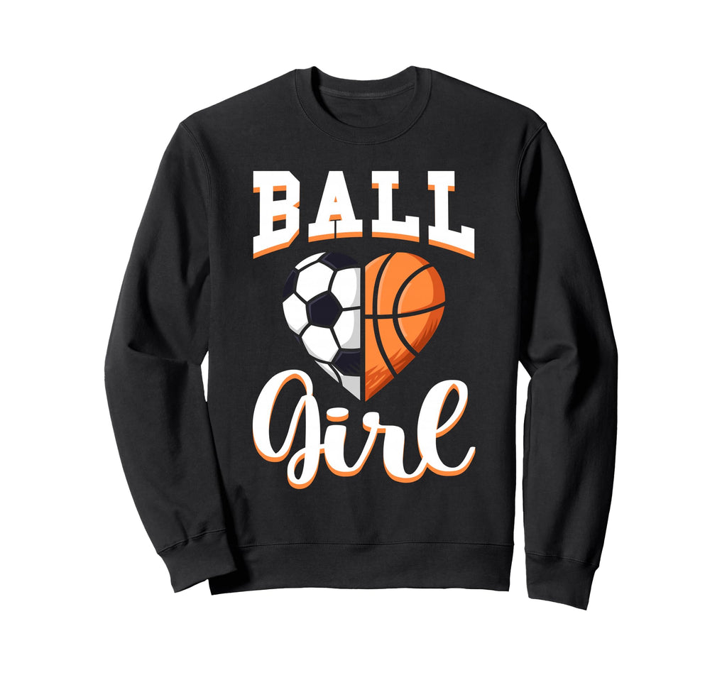 Ball Soccer Basketball Lovers Gifts Heart Sweatshirt - Graphic Print Unisex