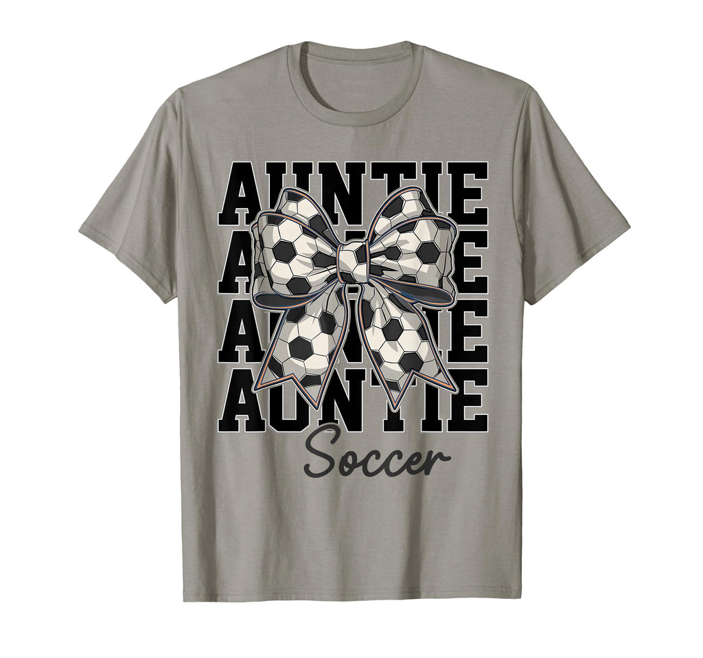 Soccer Auntie Coquette Bow Biggest Fan T-Shirt - Fun Novelty Design Unisex