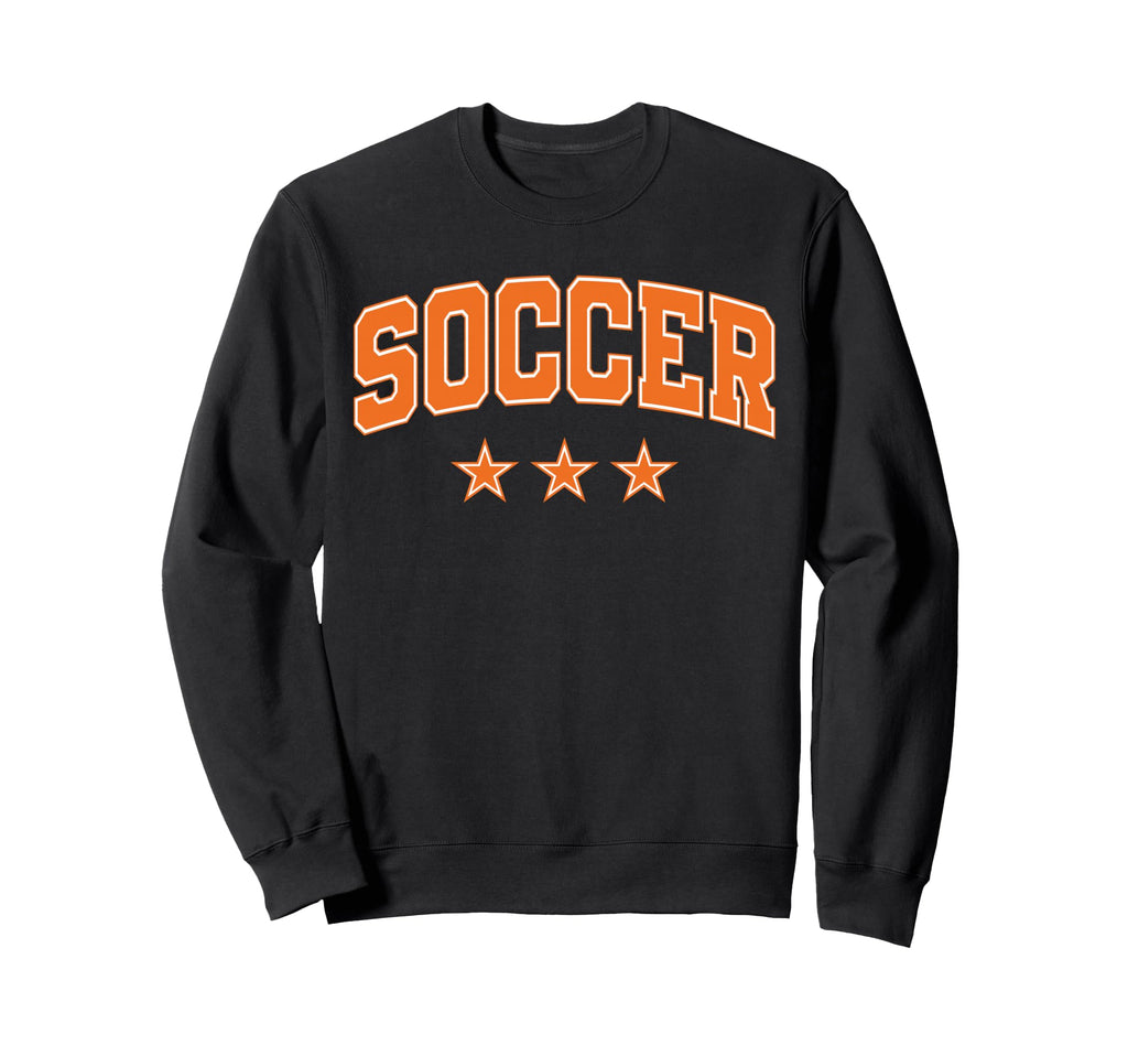 Soccer All Orange Stars Text Sweatshirt - Unique Graphic Unisex