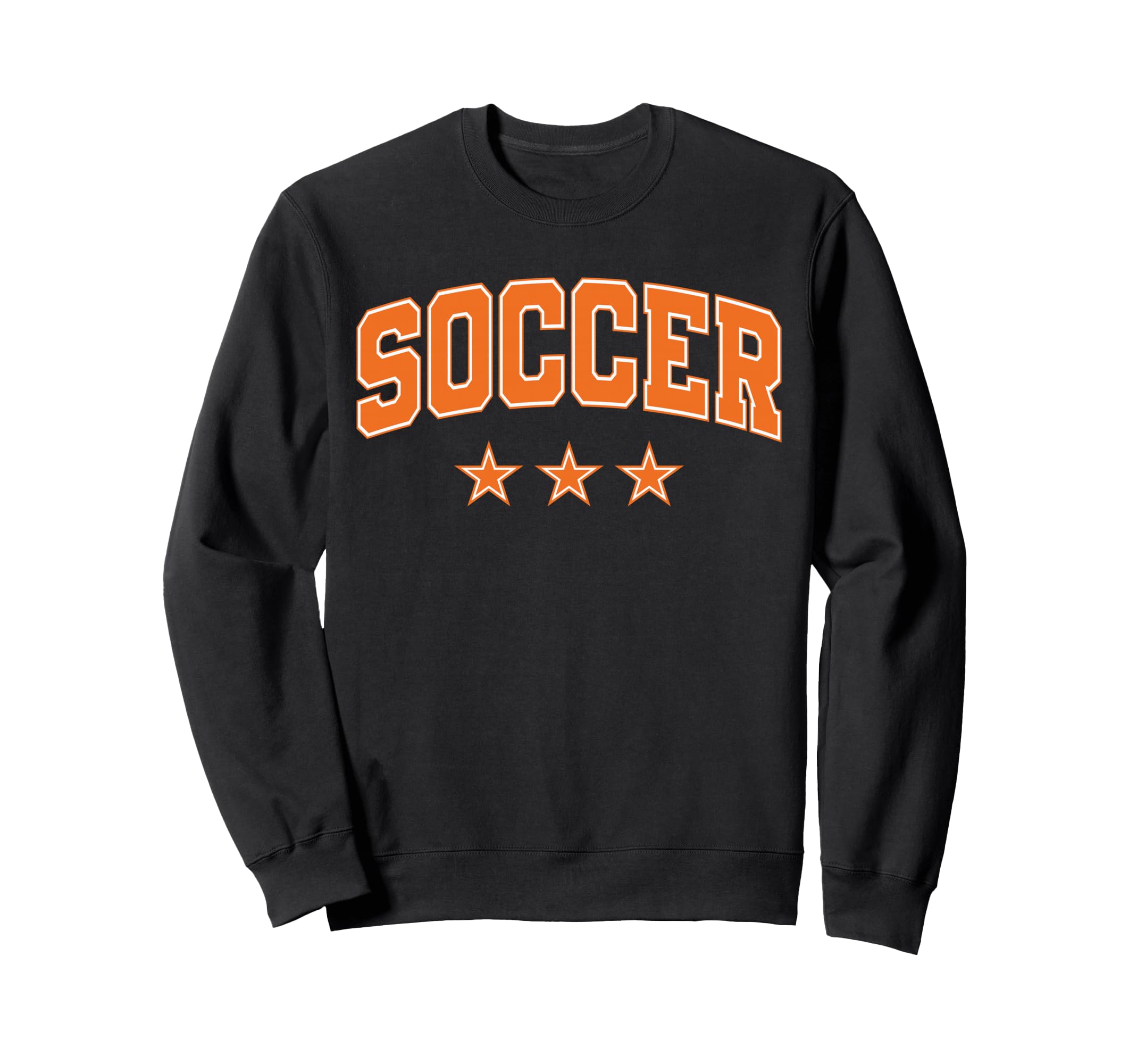 Soccer All Orange Stars Text Sweatshirt - Unique Graphic Unisex