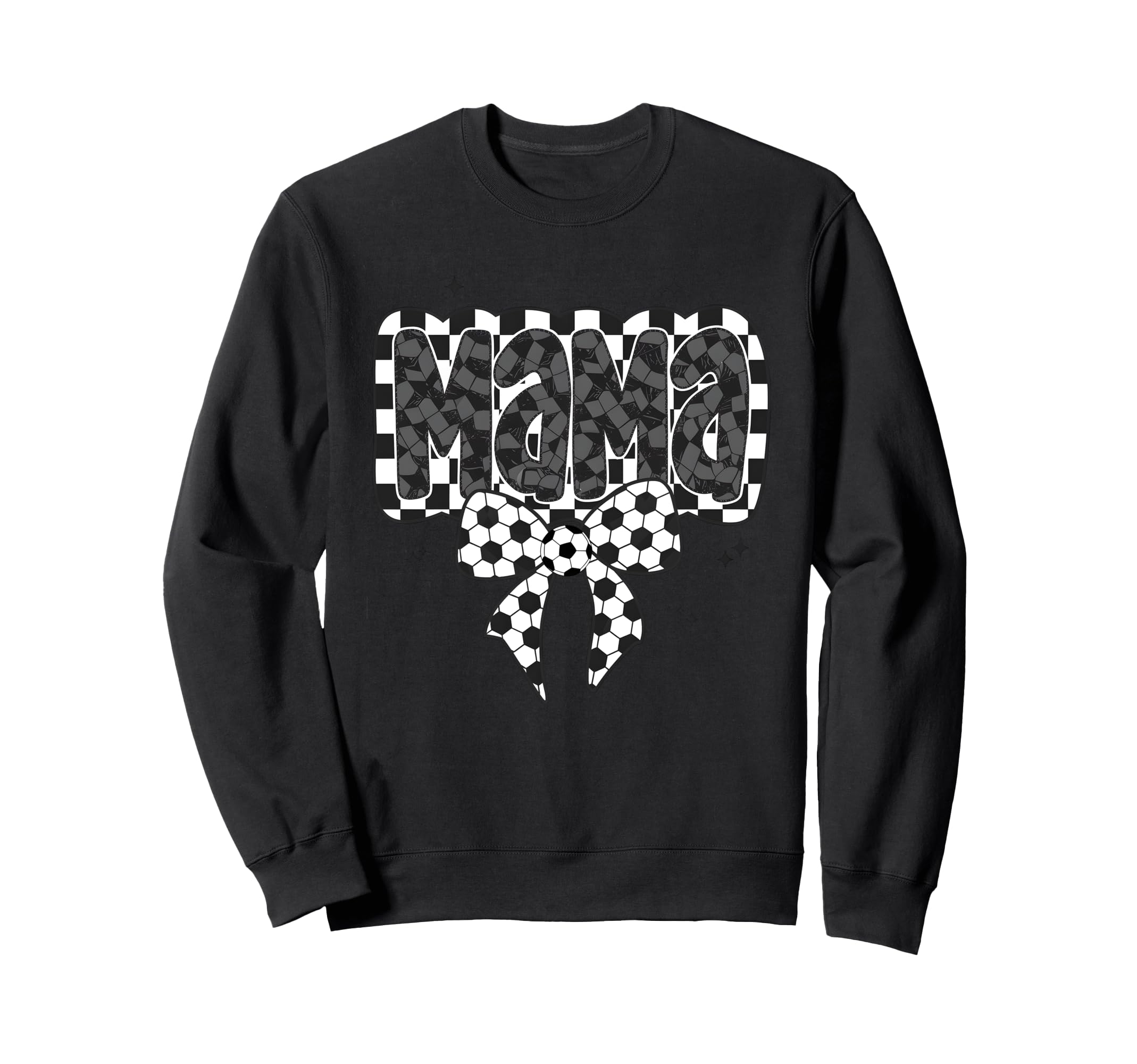 Mono Checkred Soccer Mama Bow Sweatshirt - Minimalist Print for Adults