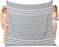 Oversized Turkish Beach Towel Blanket XXL Cotton Sandproof Towels Boho Woven Extra Large Big Sand Free Giant Throw Thick Blankets Huge Quilt XL Picnic Camping Necessities Cloud For Adult Gifts Grey