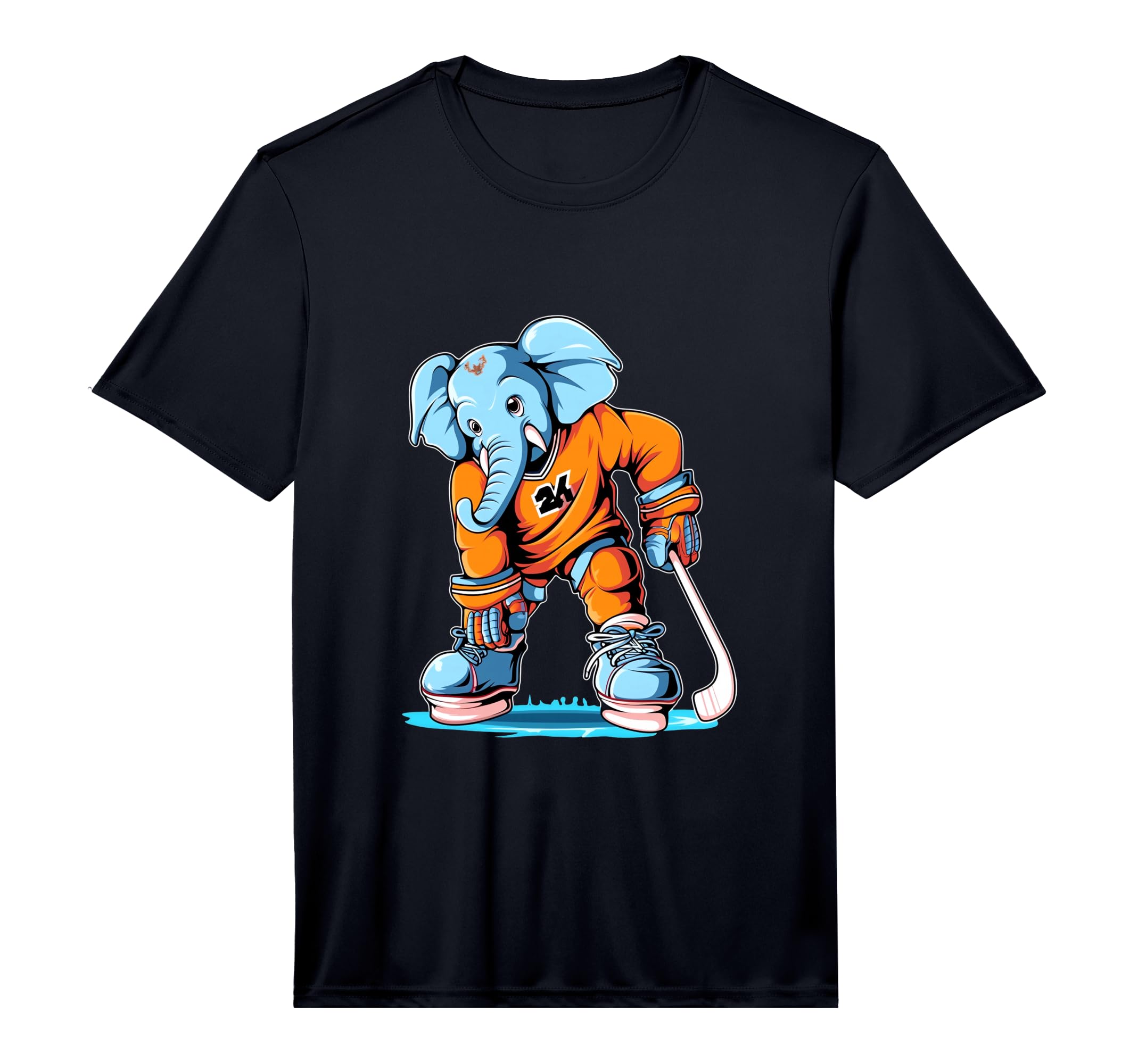 Elephant Ice Hockey Player Hockey T-Shirt - Fun Novelty Design Men Women