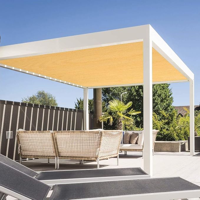 Eden's Decor Straight Flat-Edged Sun Shade Sail Rectangular 9' x 19' Wheat UV-Blocking Outdoor Canopy Fabric Cloth Awning for Pergola Patio Garden Backyard Custom Size