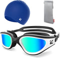 ZIONOR G1 Lite Swim Goggles with Swim Cap Comfortable Anti-fog Swimming Goggles Cap Set for Adult Men Women