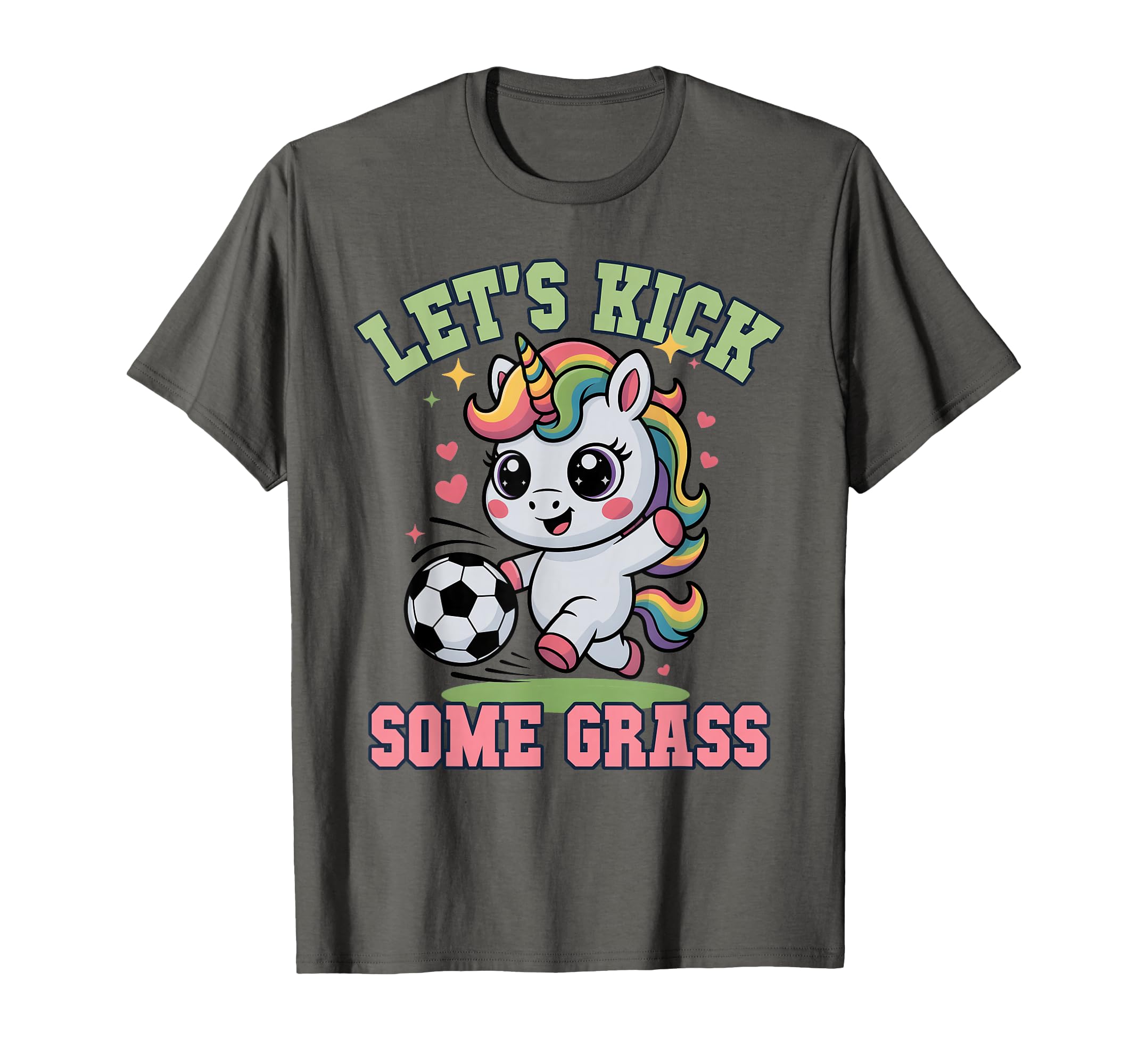 Funny Lets Kick Some Grass Soccer T-Shirt - Custom Art Print for Adults
