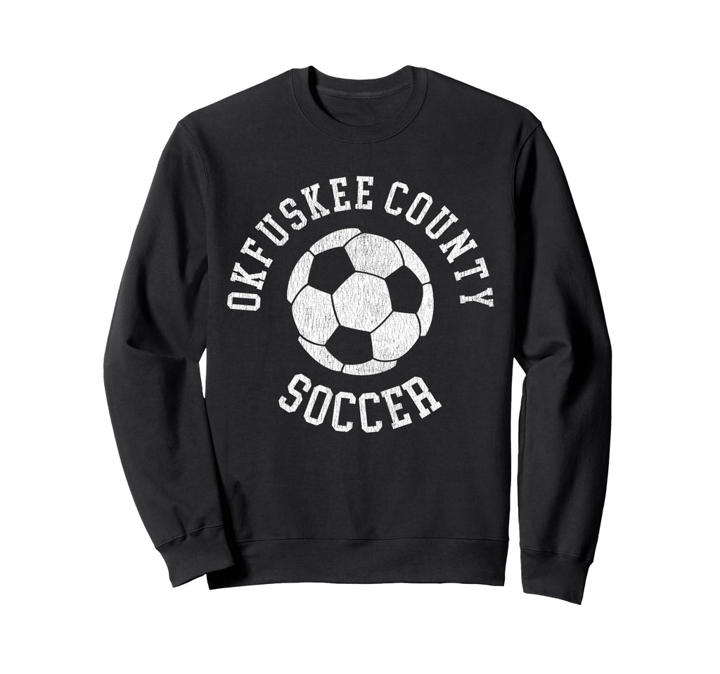 Okfuskee County Soccer Distressed Sweatshirt - Minimalist Print for Adults