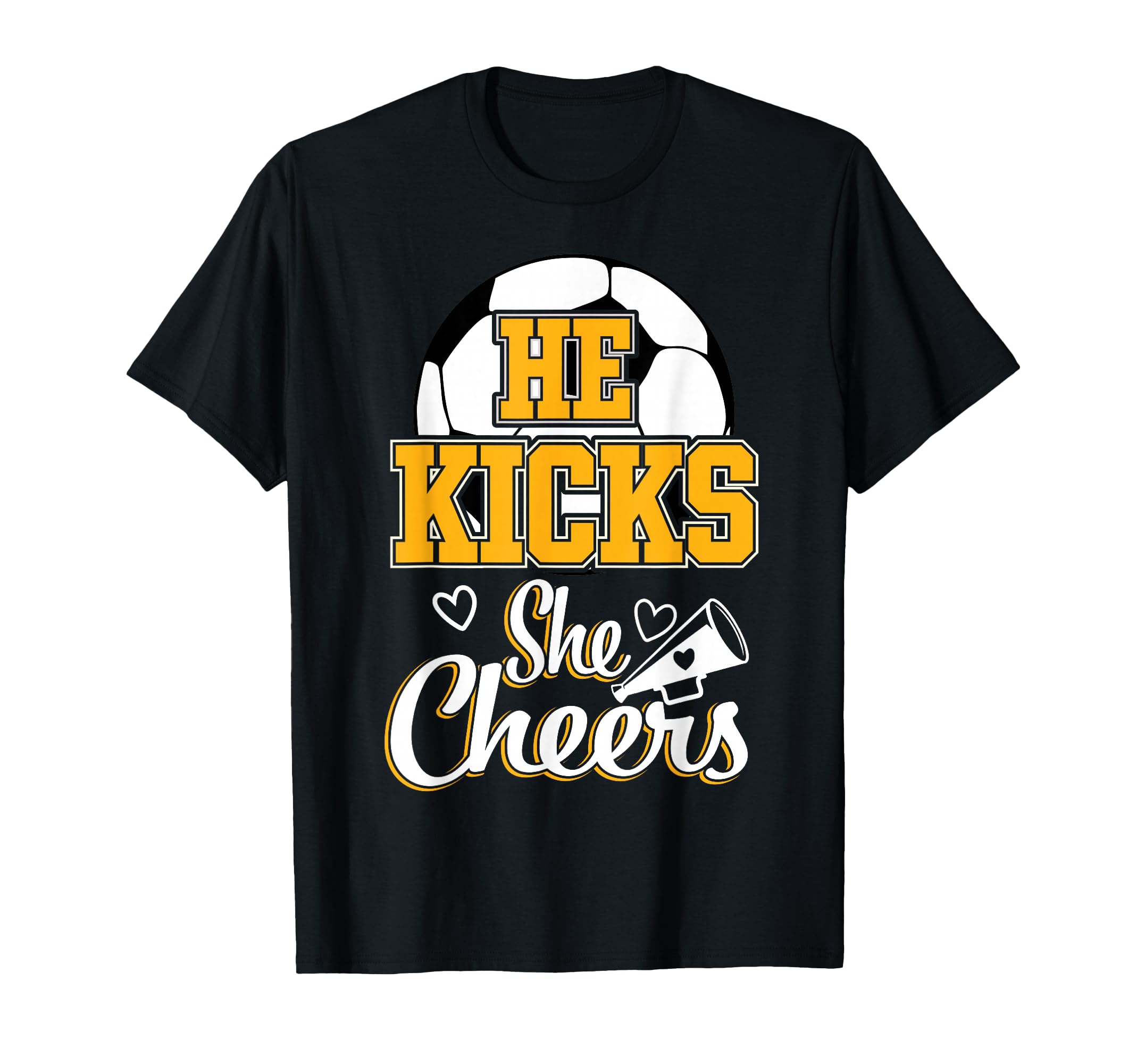 Soccer Mom He Kicks She Cheers Game Day T-Shirt - Graphic Print for Adults