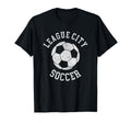 League City Soccer Distressed 90S T-Shirt - Novelty Apparel for Adults